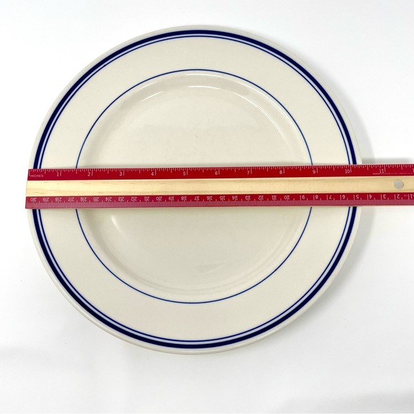 Vintage Lynn’s Stoneware Blue Band/ Blue Rings Pattern Dinner Plate 10 1/4” - Picture 5 of 6